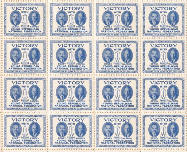 Dewey-Warren 1948 Campaign Victory Stamps